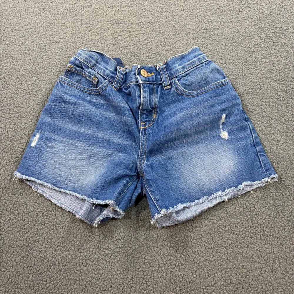 Old Navy Shorts Girls 14 Blue Denim Cutoff Distressed Adjustable Waist Frayed